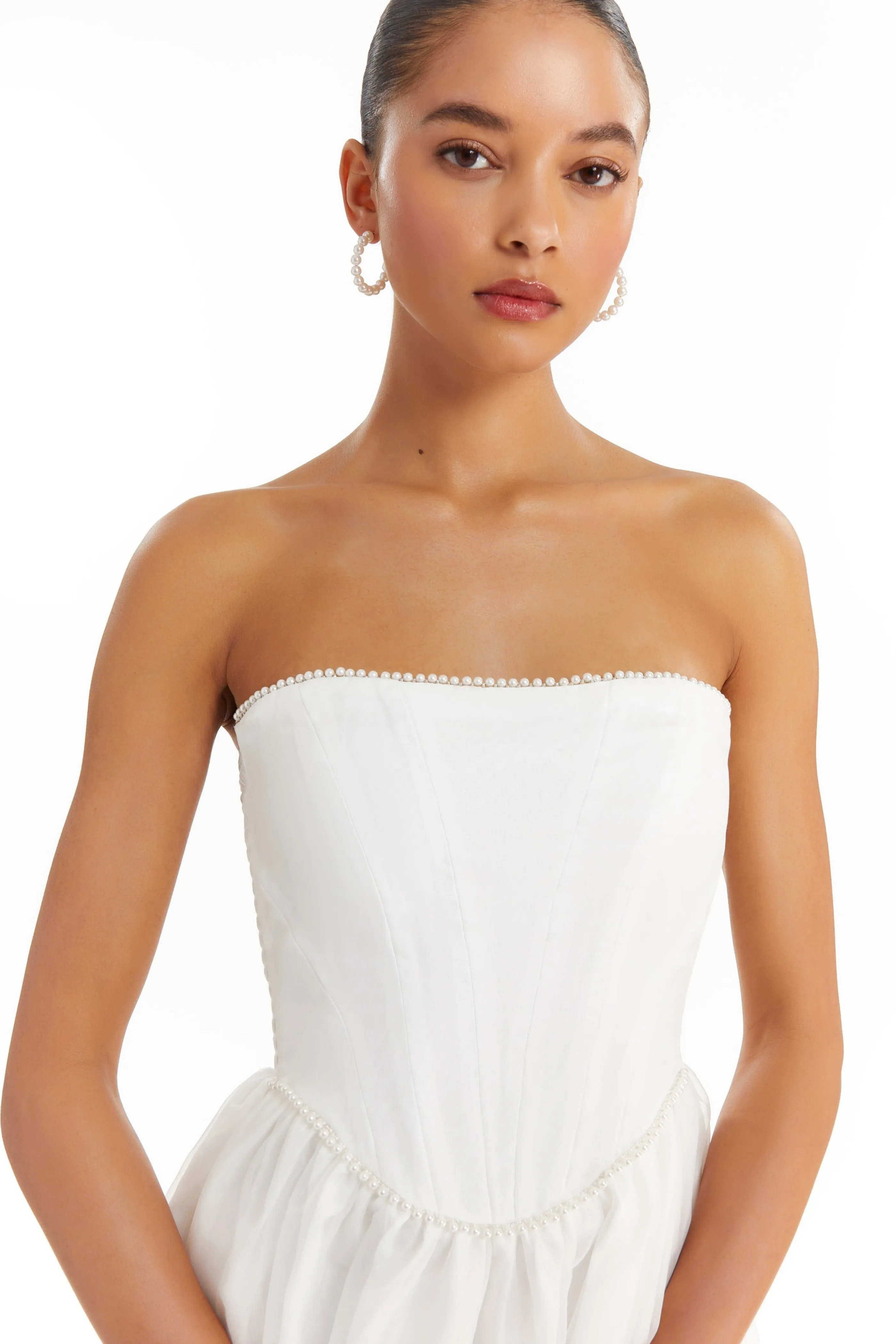 Amanda Uprichard Pompeo Dress with Pearl Trim